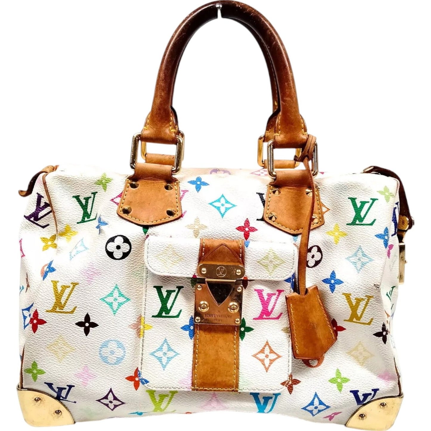 507653AL (S6) Louis Vuitton Satchel Speedy 30 Monogram Multicolor