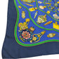 (S2) Hermes Scarf Carre 90 Blue Silk 100%