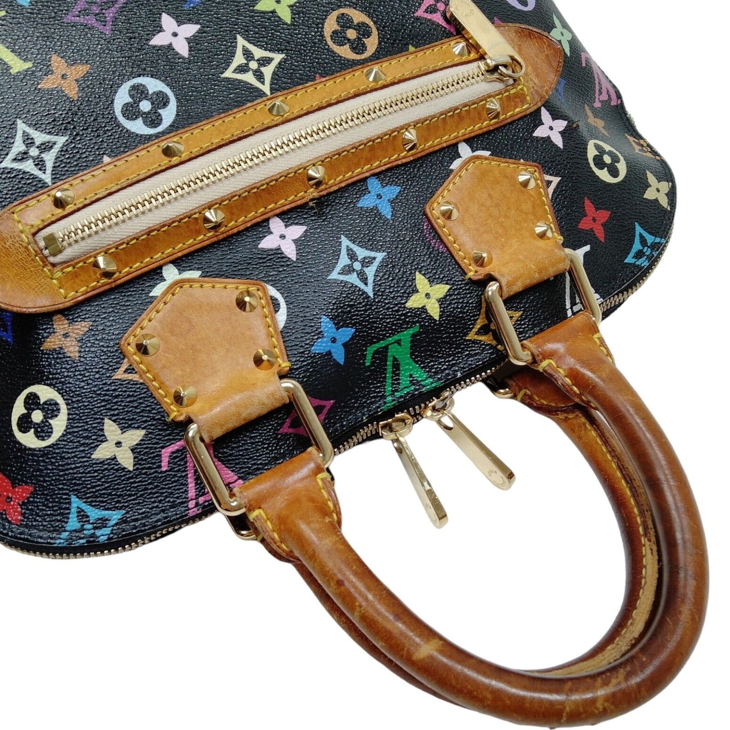 890528Y (S6) Louis Vuitton Satchel Bag Alma PM Noir Black Monogram Multicolor