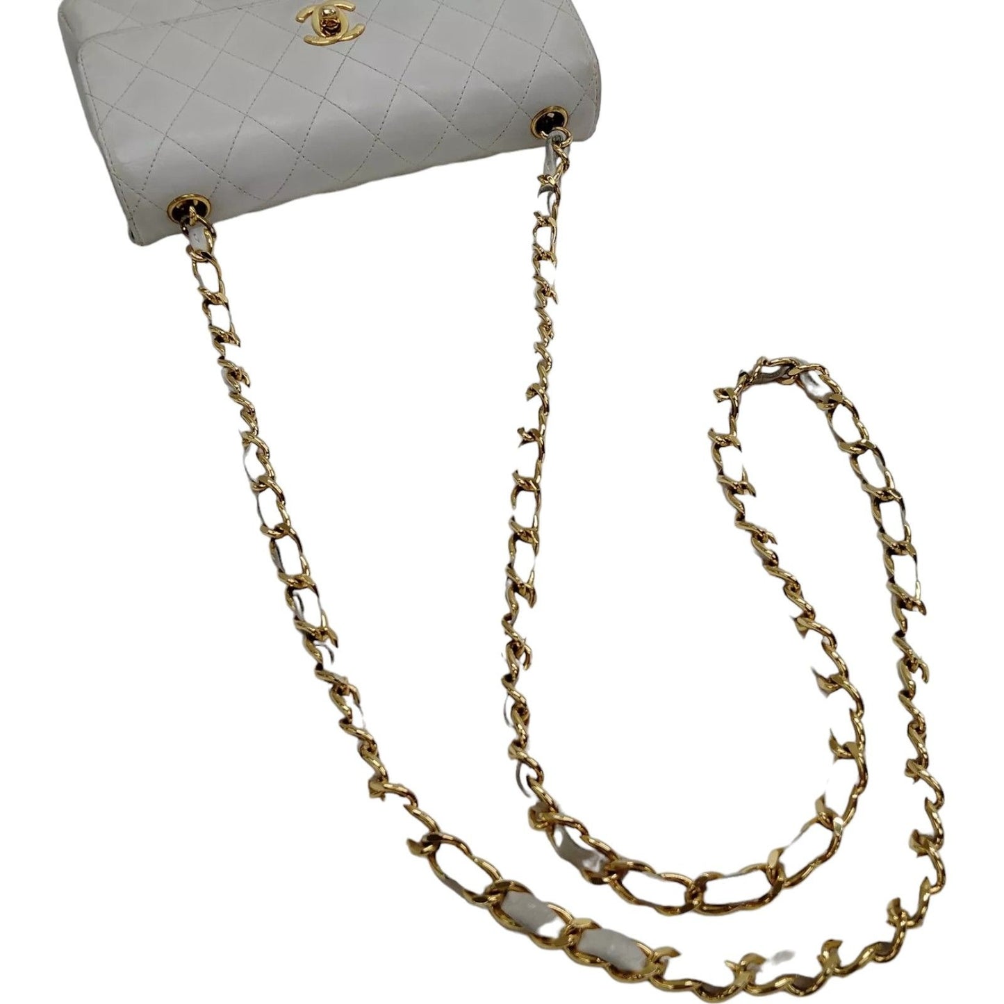 9191605AK (S6) Chanel Crossbody Bag Matelasse White Lambskin