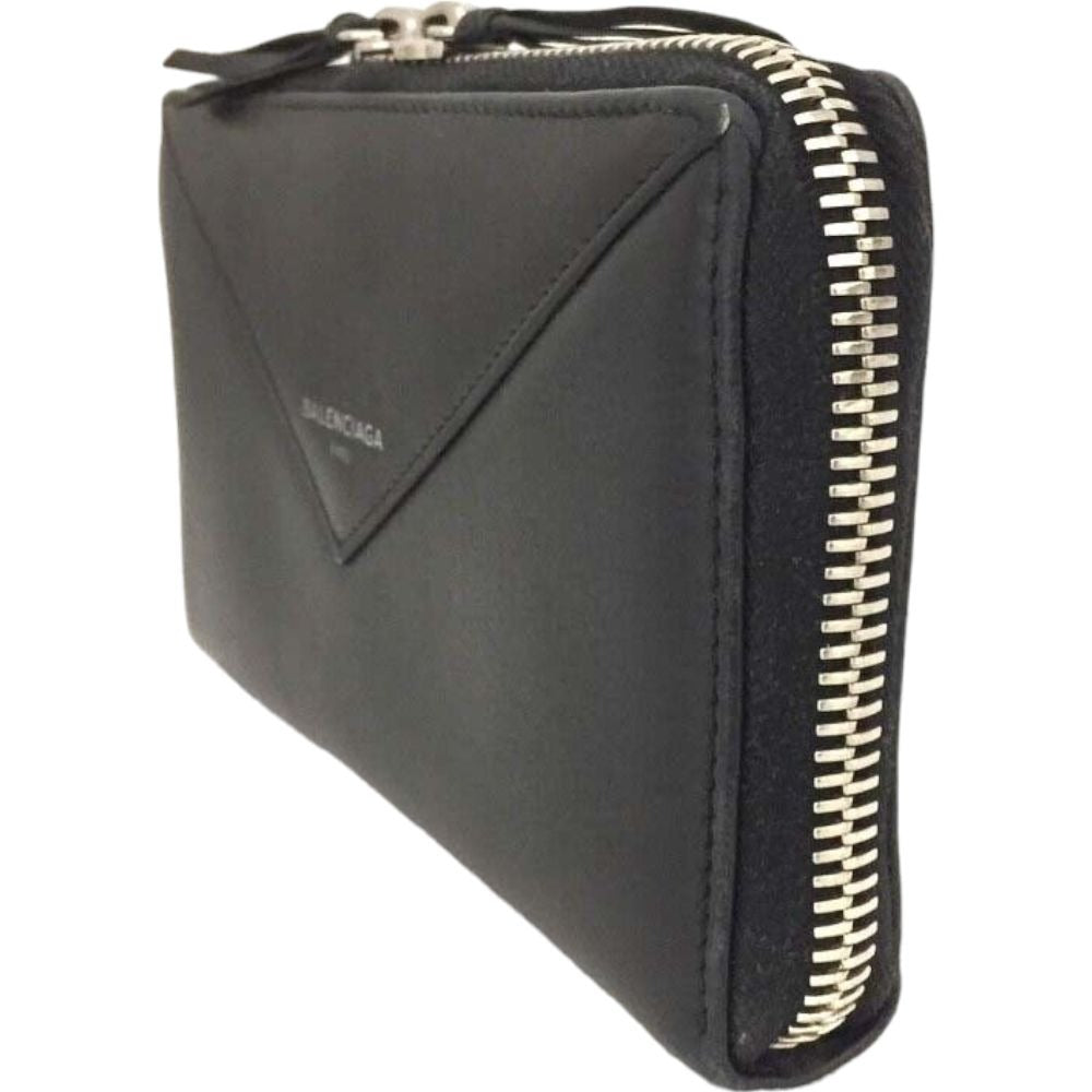 554203Y (S3) Balenciaga Wallet Long Pepper Continental Black Leather