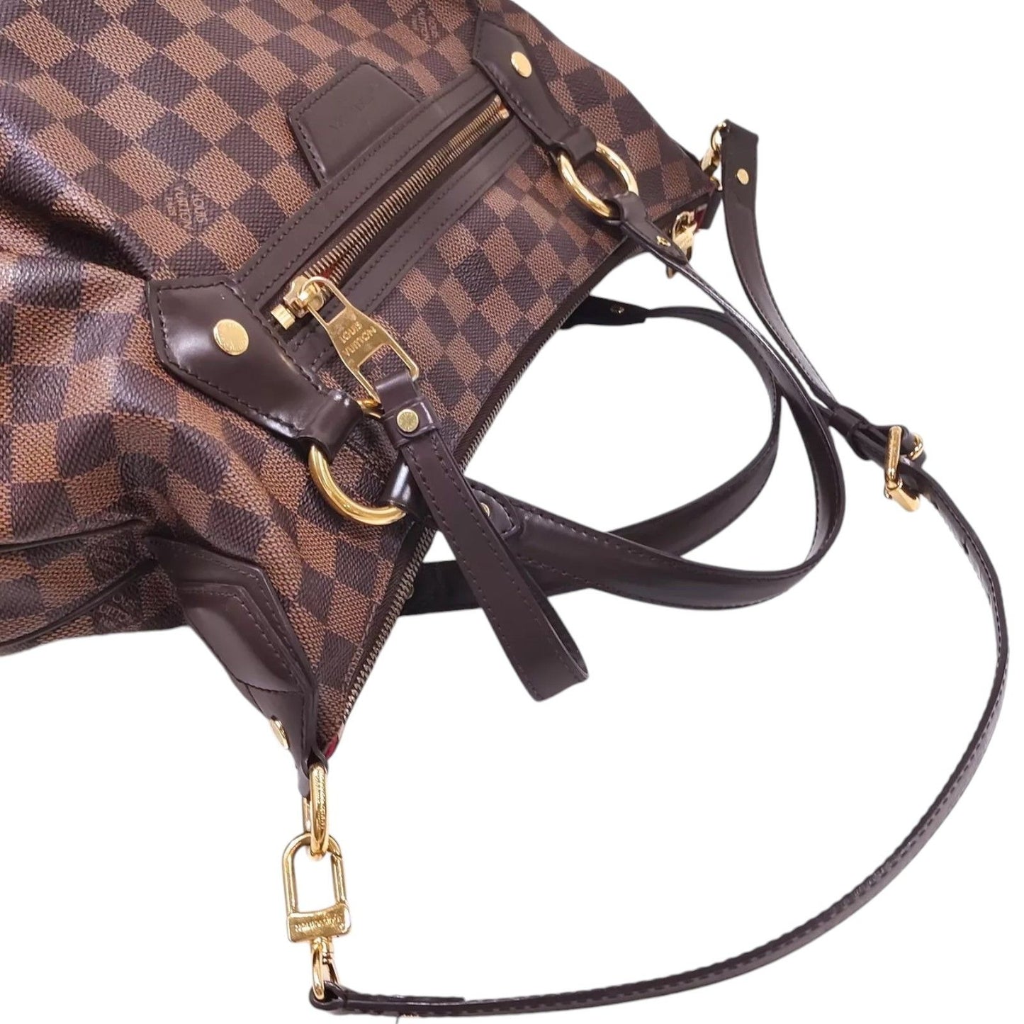 113789AU (S6) Louis Vuitton Crossbody Bag Evora MM Brown Damier