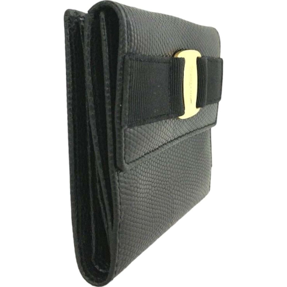 347129T (S1) Salvatore Ferragamo Wallet Vara Embossed Black Leather