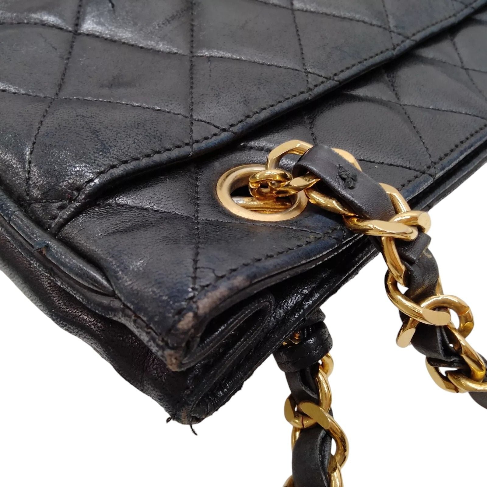 283587AZ (X6) Chanel Shoulder Bag Black Lamb Skin