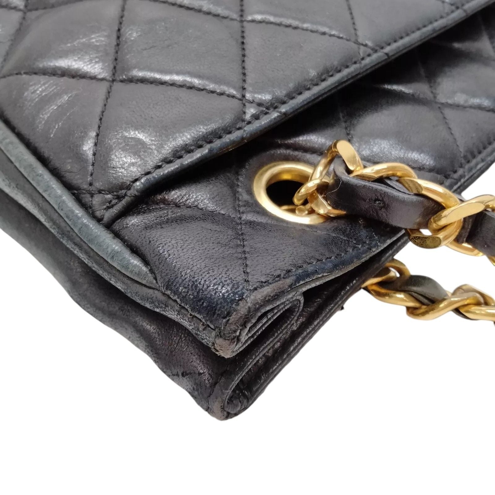 283587AZ (X6) Chanel Shoulder Bag Black Lamb Skin