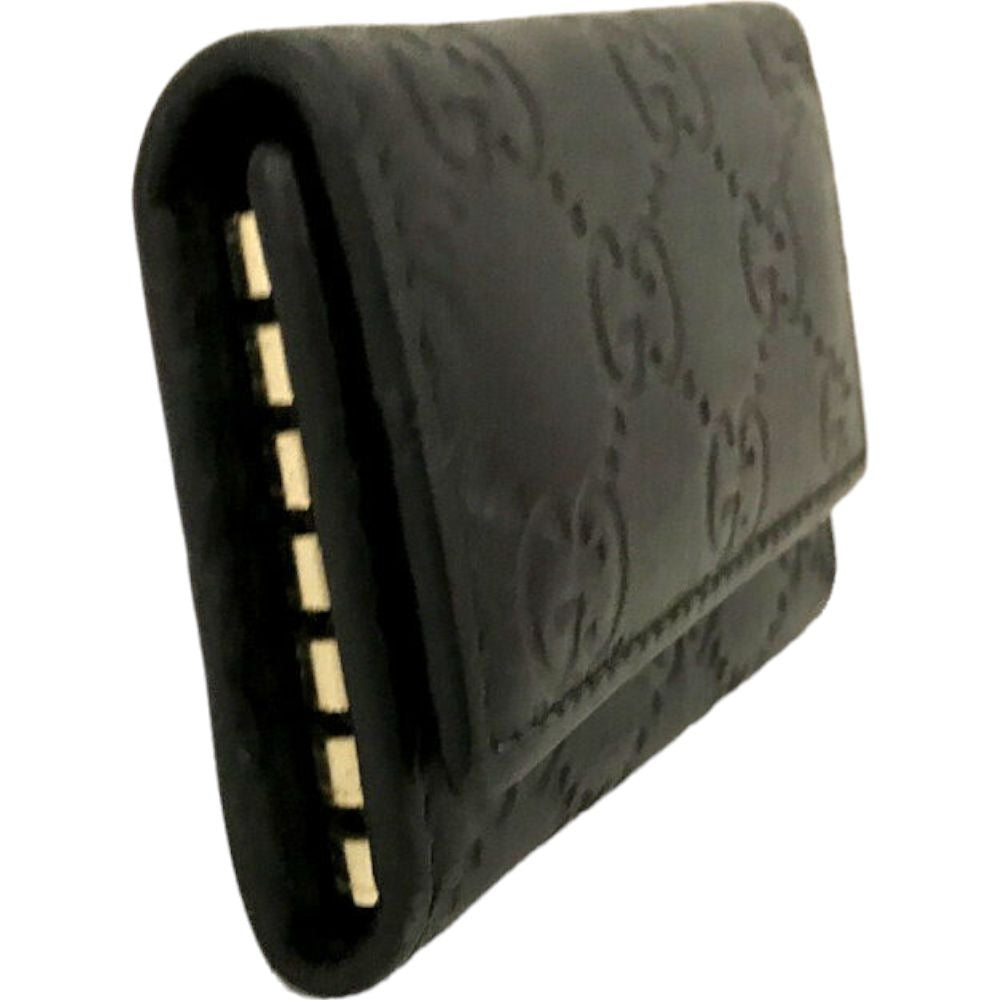 446151X (S2) Gucci Key Case 6 Ring Black PVC Leather