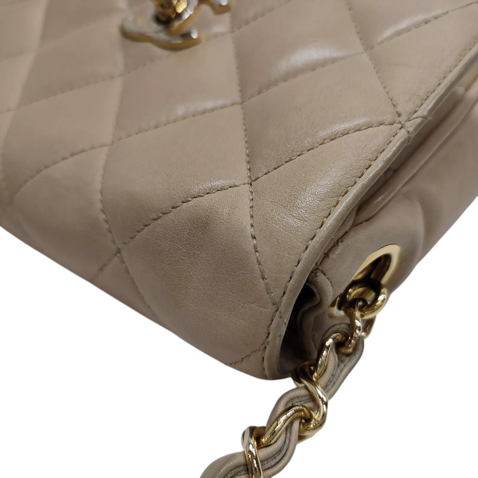 832780BA (X6) Chanel Crossbody Bag Beige Lamb Skin