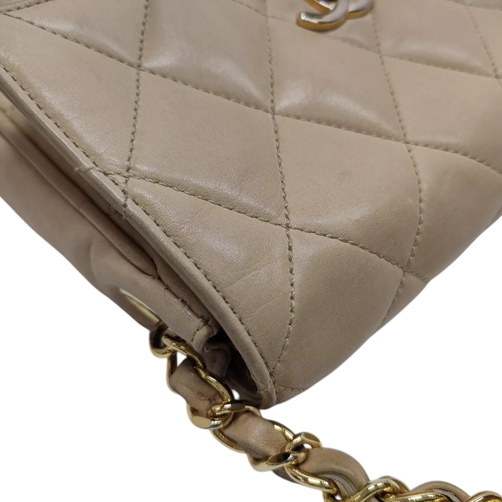 832780BA (X6) Chanel Crossbody Bag Beige Lamb Skin