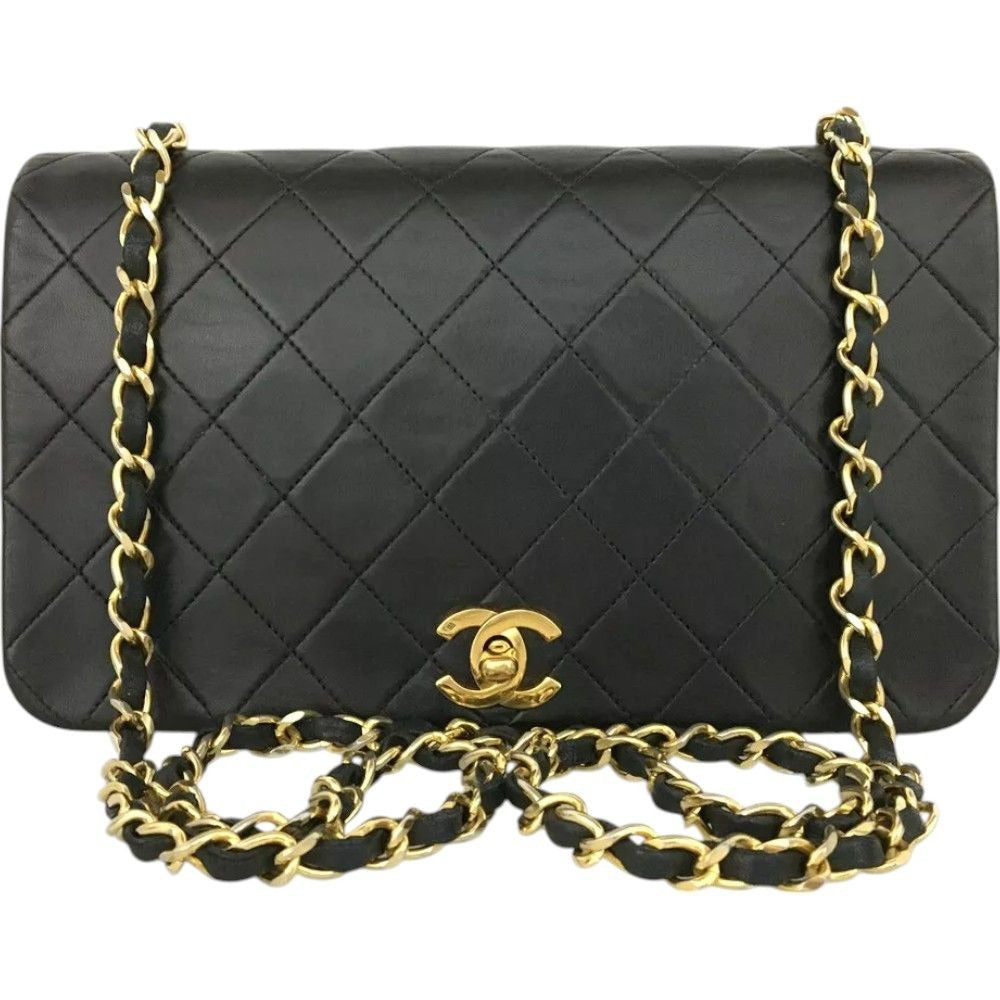 8792107BB (X6) Chanel Shoulder Bag Matelasse CC Black Lambskin