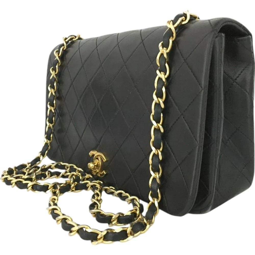 8792107BB (X6) Chanel Shoulder Bag Matelasse CC Black Lambskin