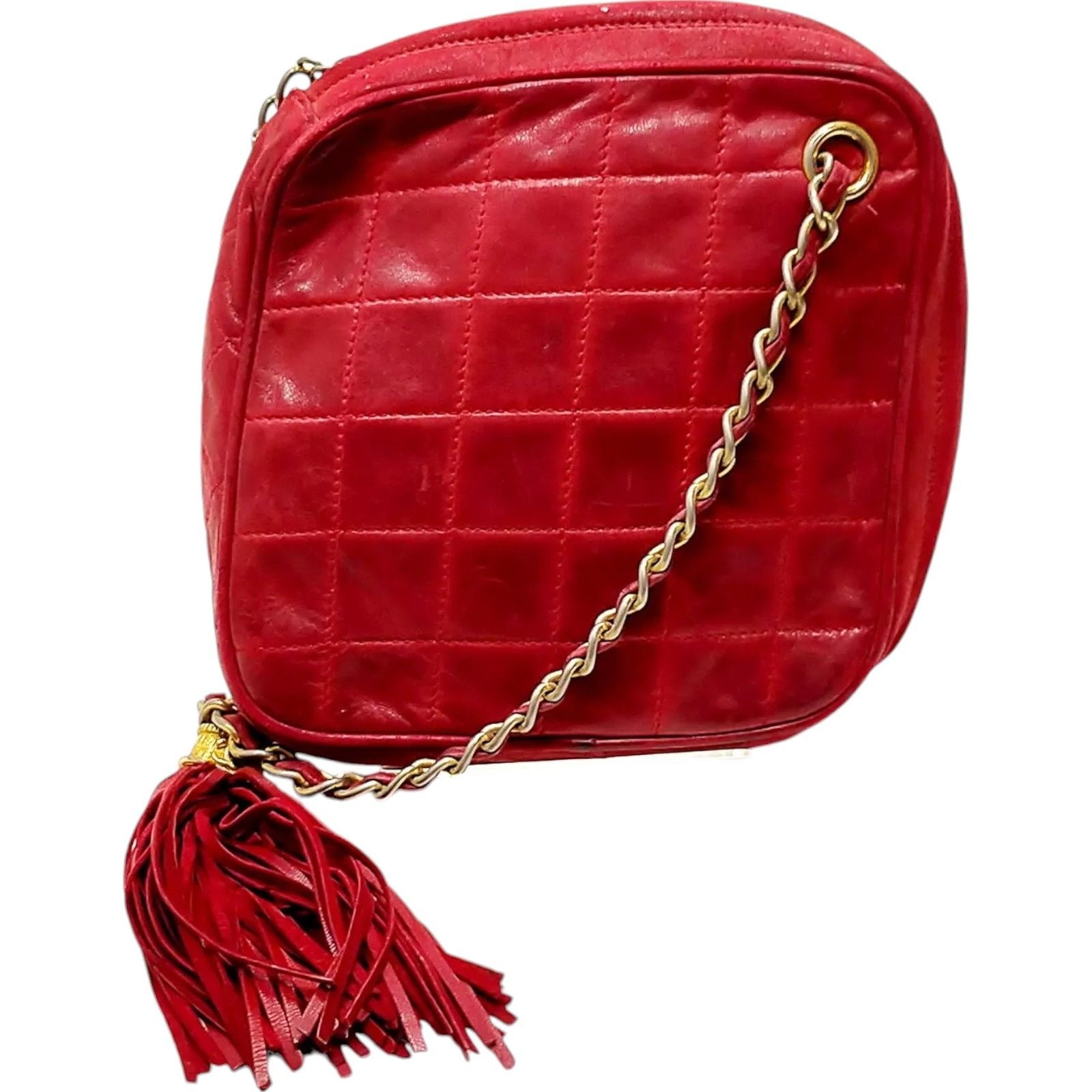 995459AU (S6) Chanel Crossbody Bag Red Lamb Skin