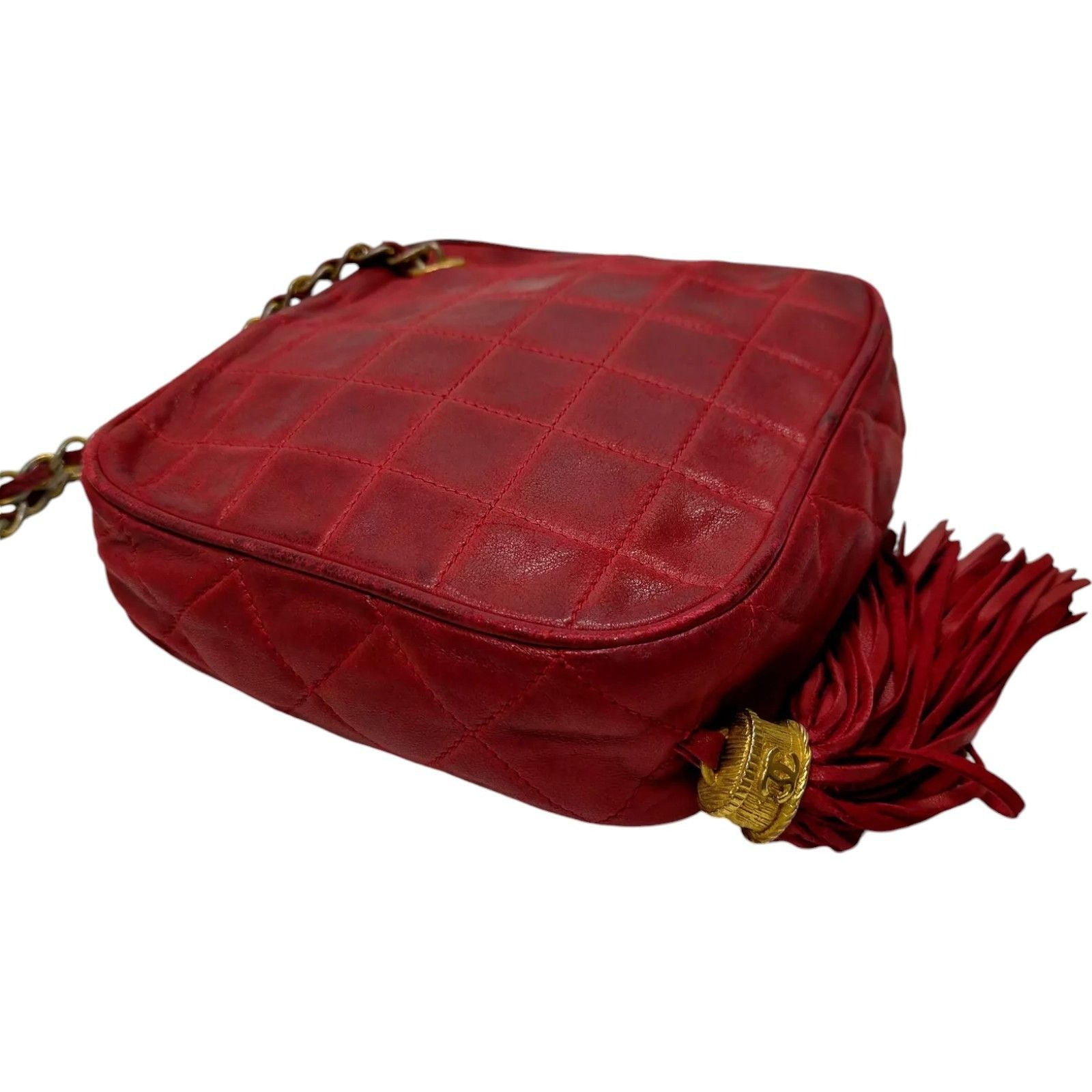 995459AU (S6) Chanel Crossbody Bag Red Lamb Skin