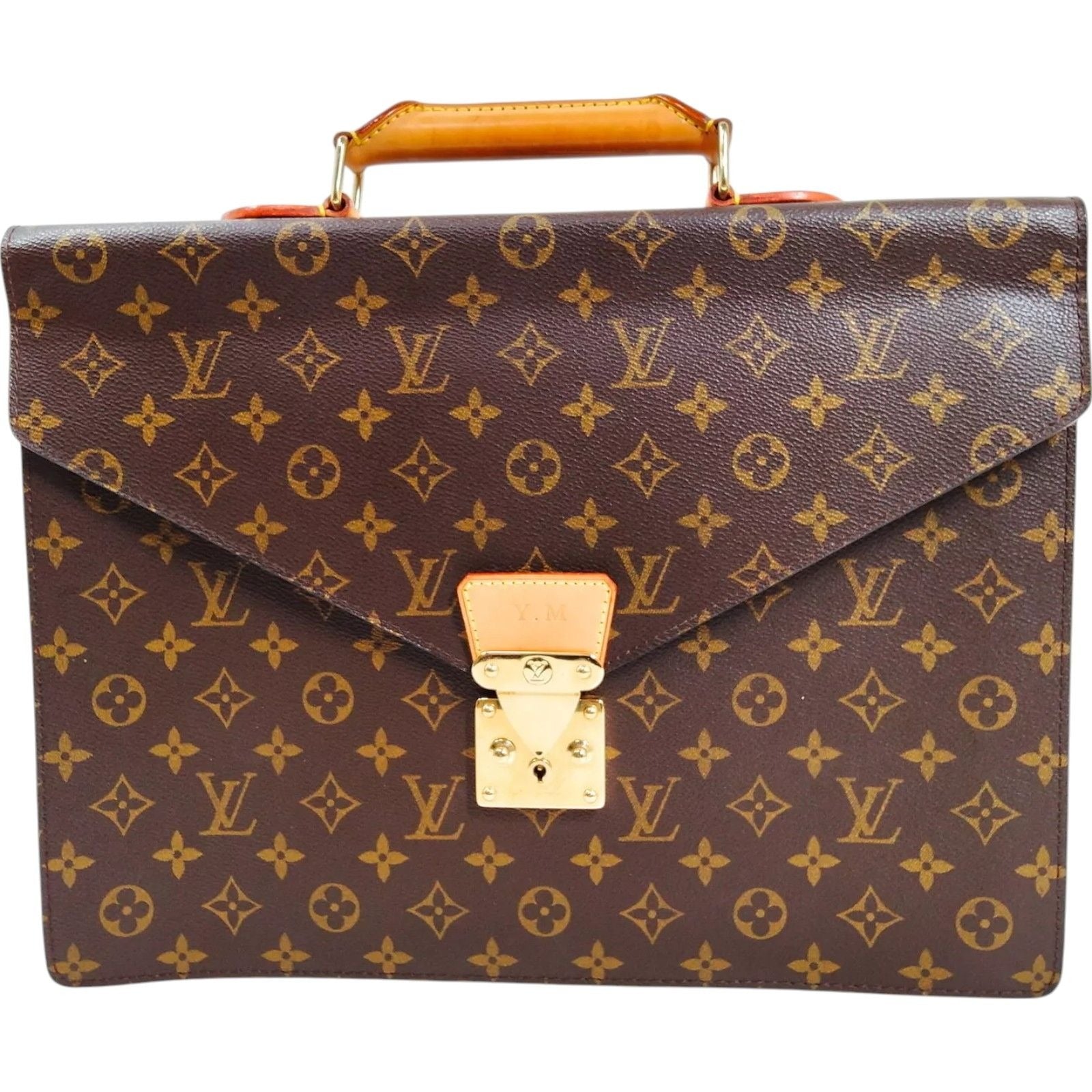 890400AU (S6) Louis Vuitton Business Bag Brown Monogram