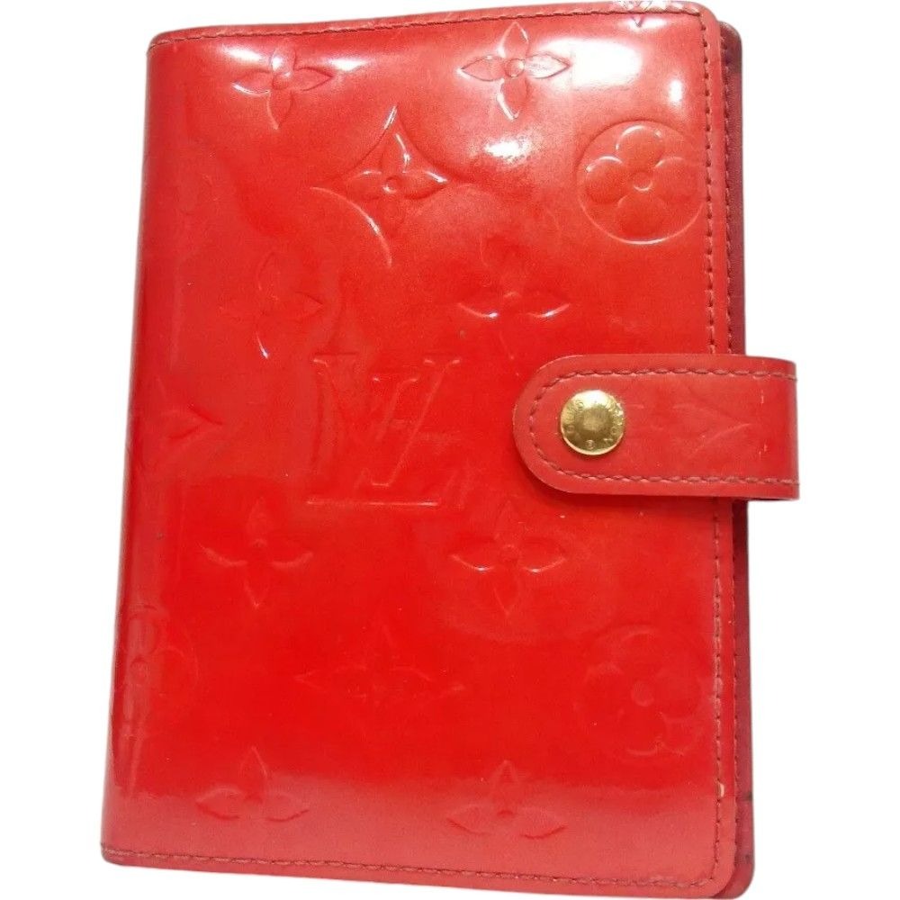 196171AV (K1) Louis Vuitton Notebook Cover Agenda PM Red Monogram Vernis