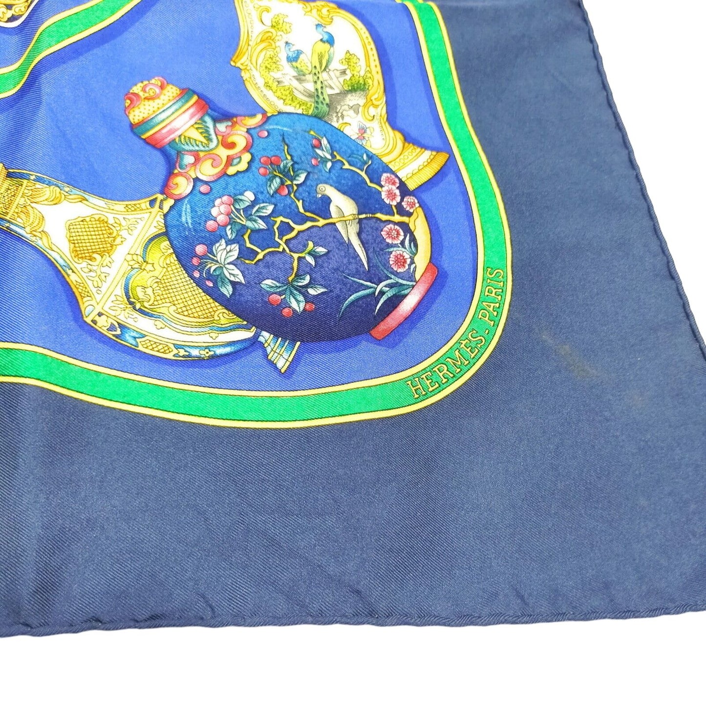 (S2) Hermes Scarf Carre 90 Blue Silk 100%