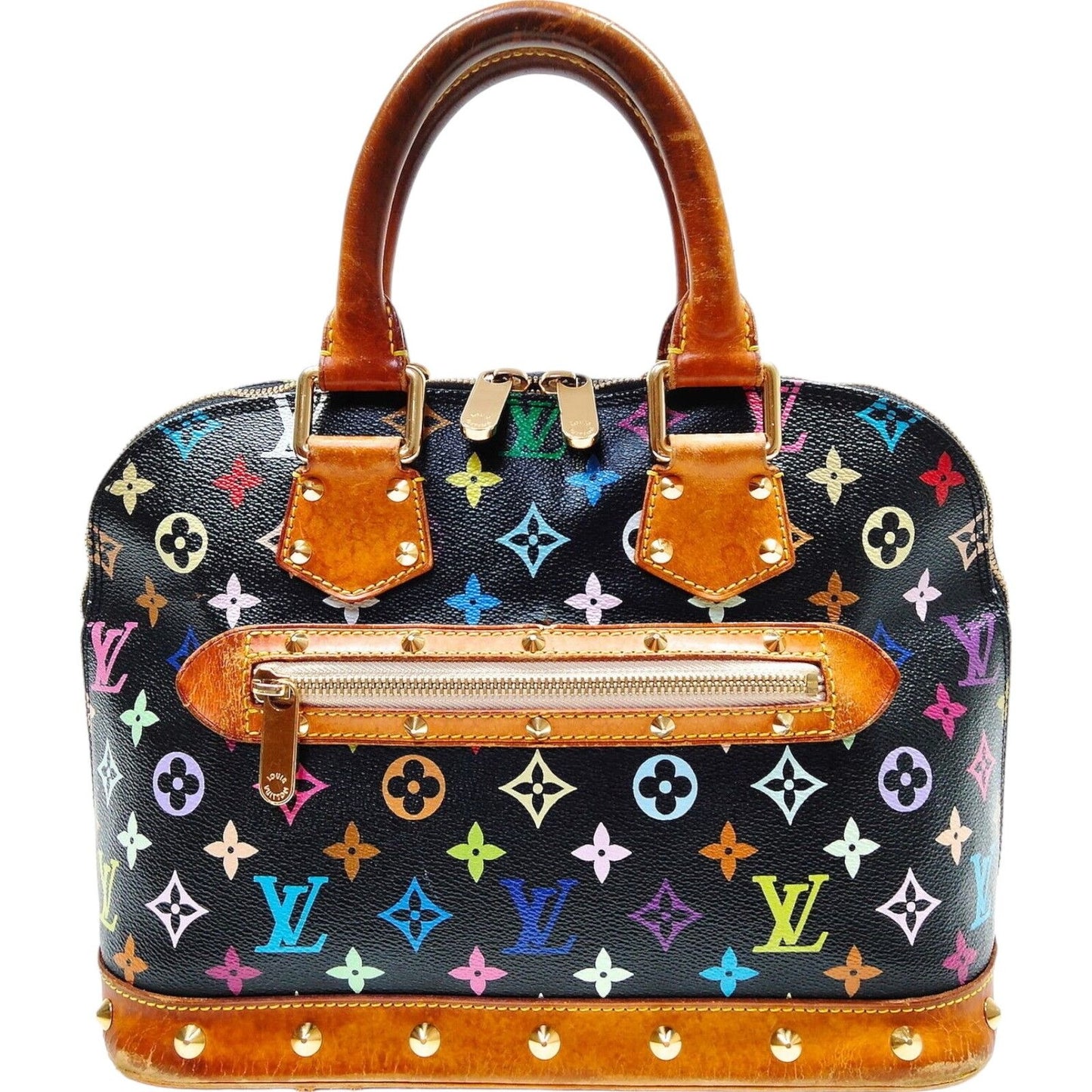 890528Y (S6) Louis Vuitton Satchel Bag Alma PM Noir Black Monogram Multicolor