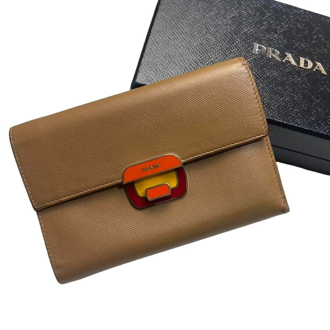 722218M Prada Wallet Bifold Brown Leather