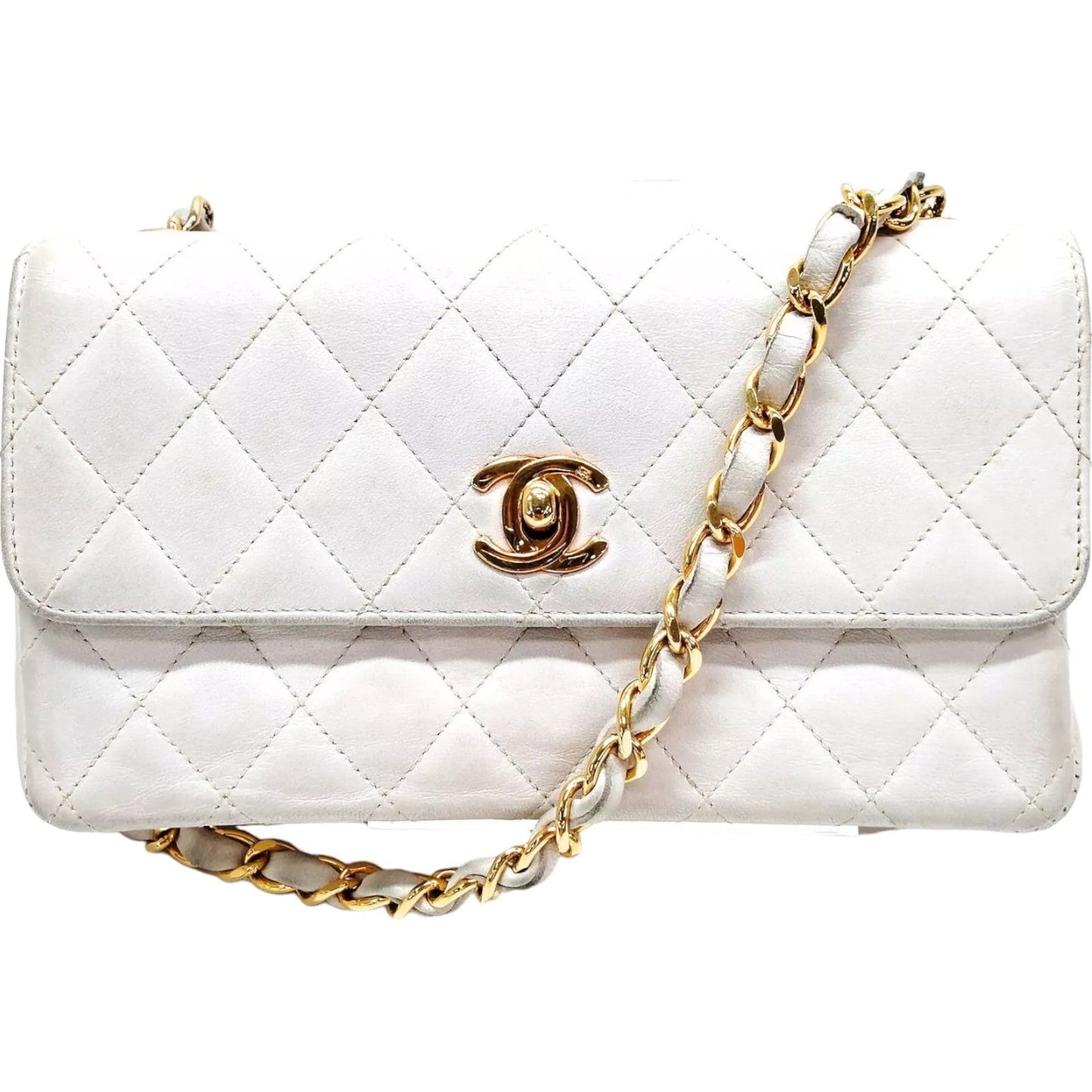 9191605AK (S6) Chanel Crossbody Bag Matelasse White Lambskin