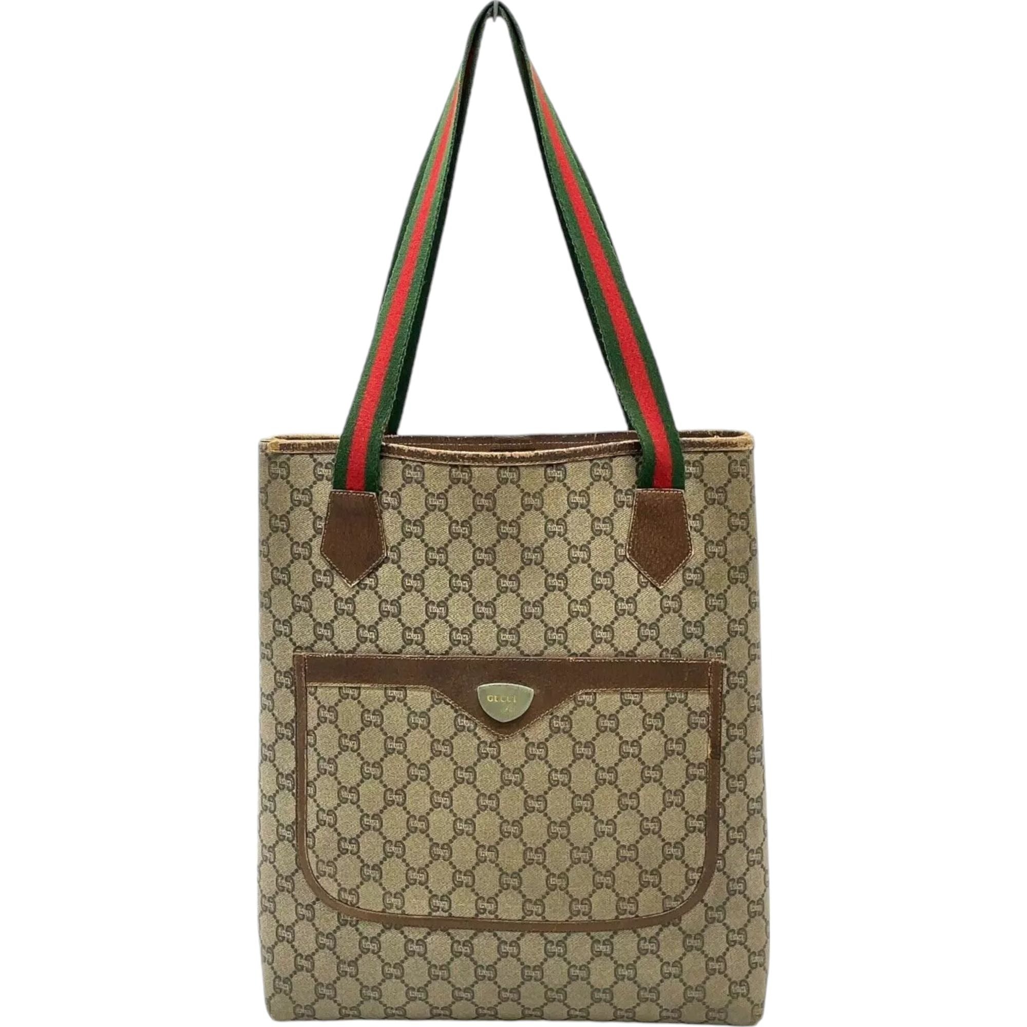 146182AT (V2) Gucci Tote Bag Sherry Line Beige PVC