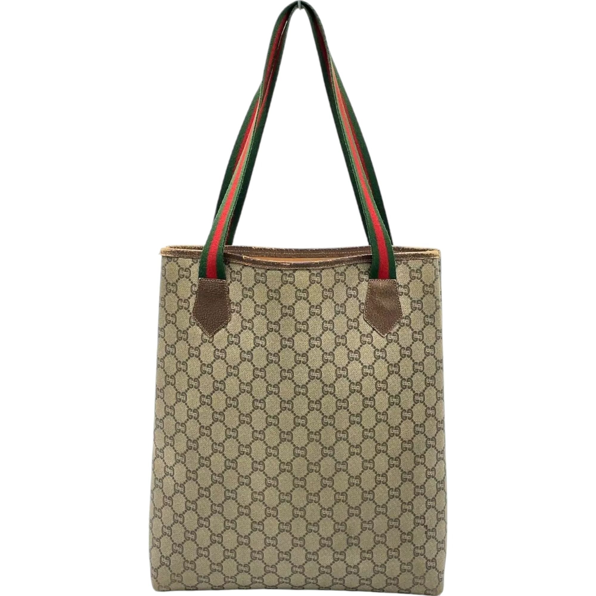 146182AT (V2) Gucci Tote Bag Sherry Line Beige PVC