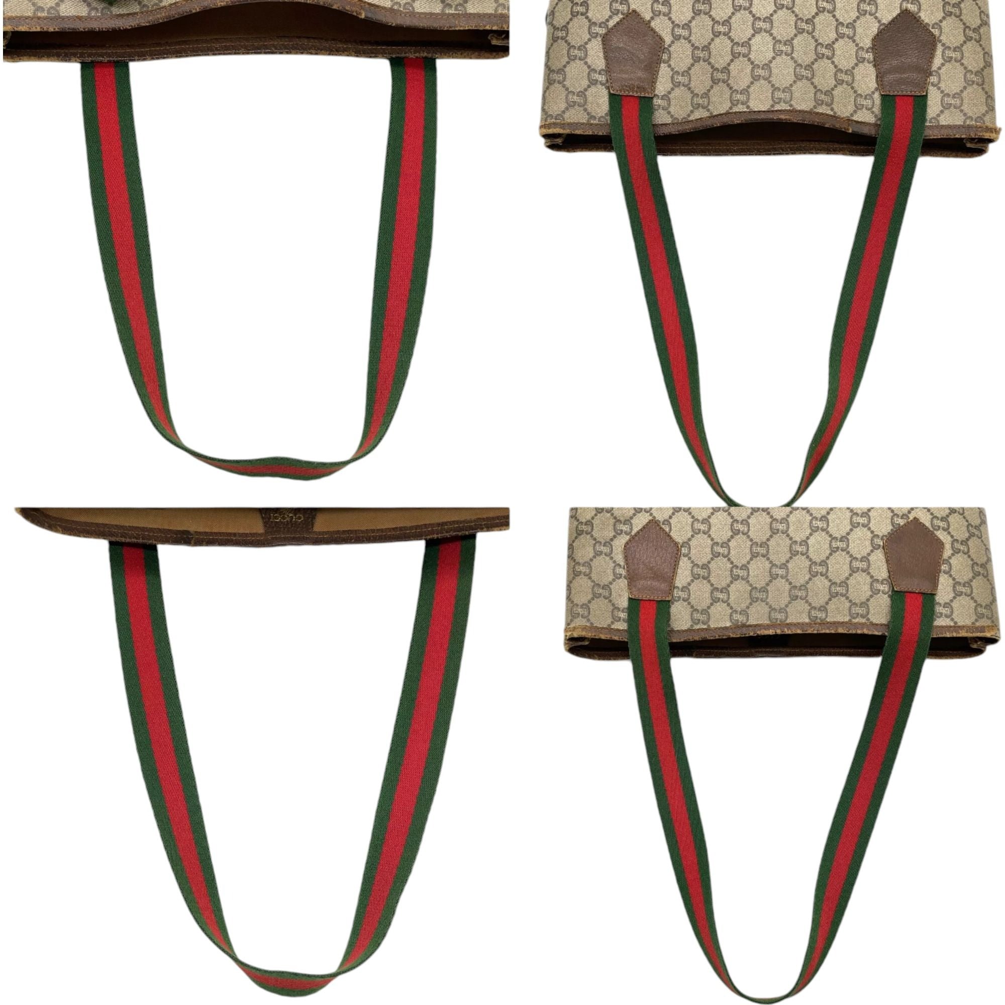 146182AT (V2) Gucci Tote Bag Sherry Line Beige PVC