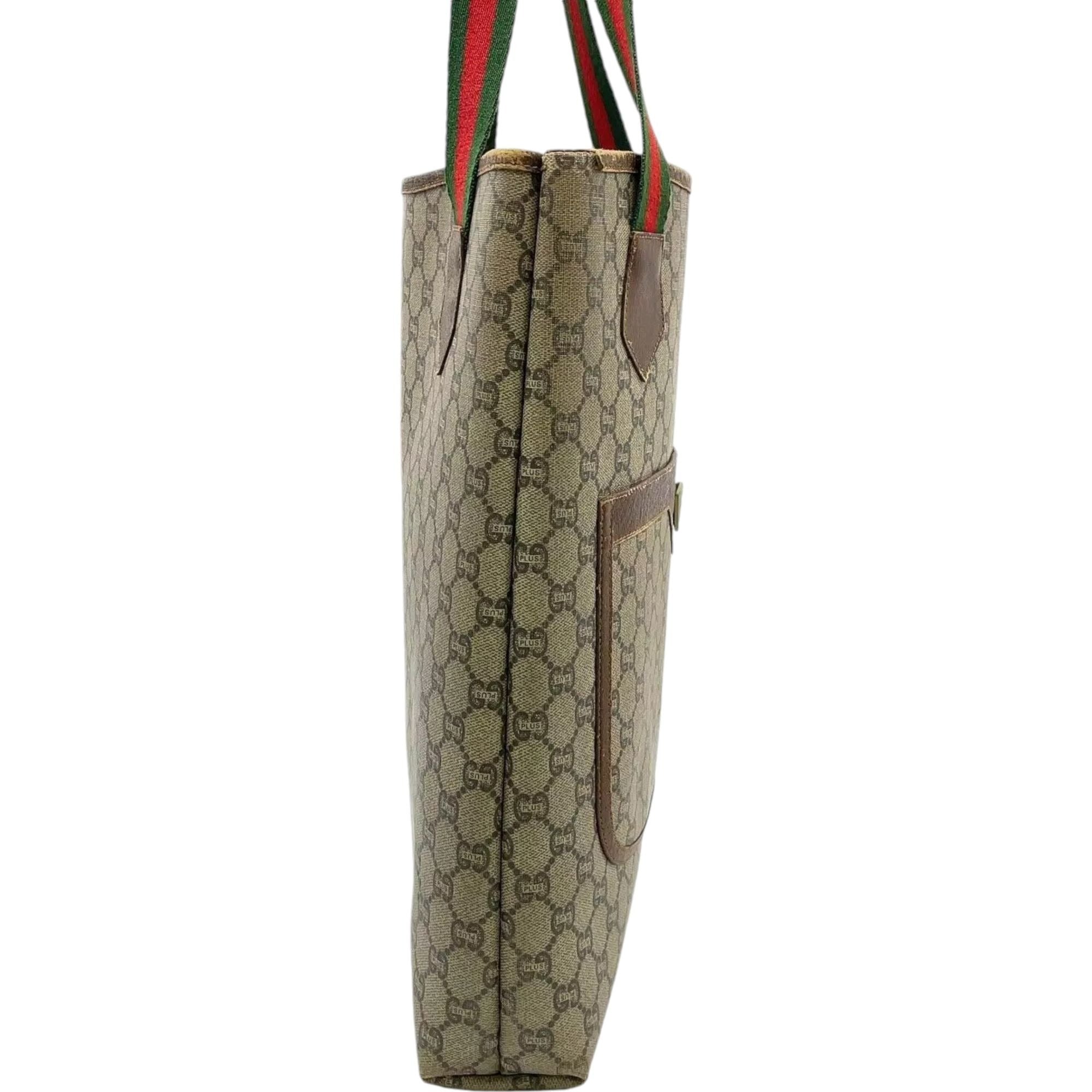 146182AT (V2) Gucci Tote Bag Sherry Line Beige PVC