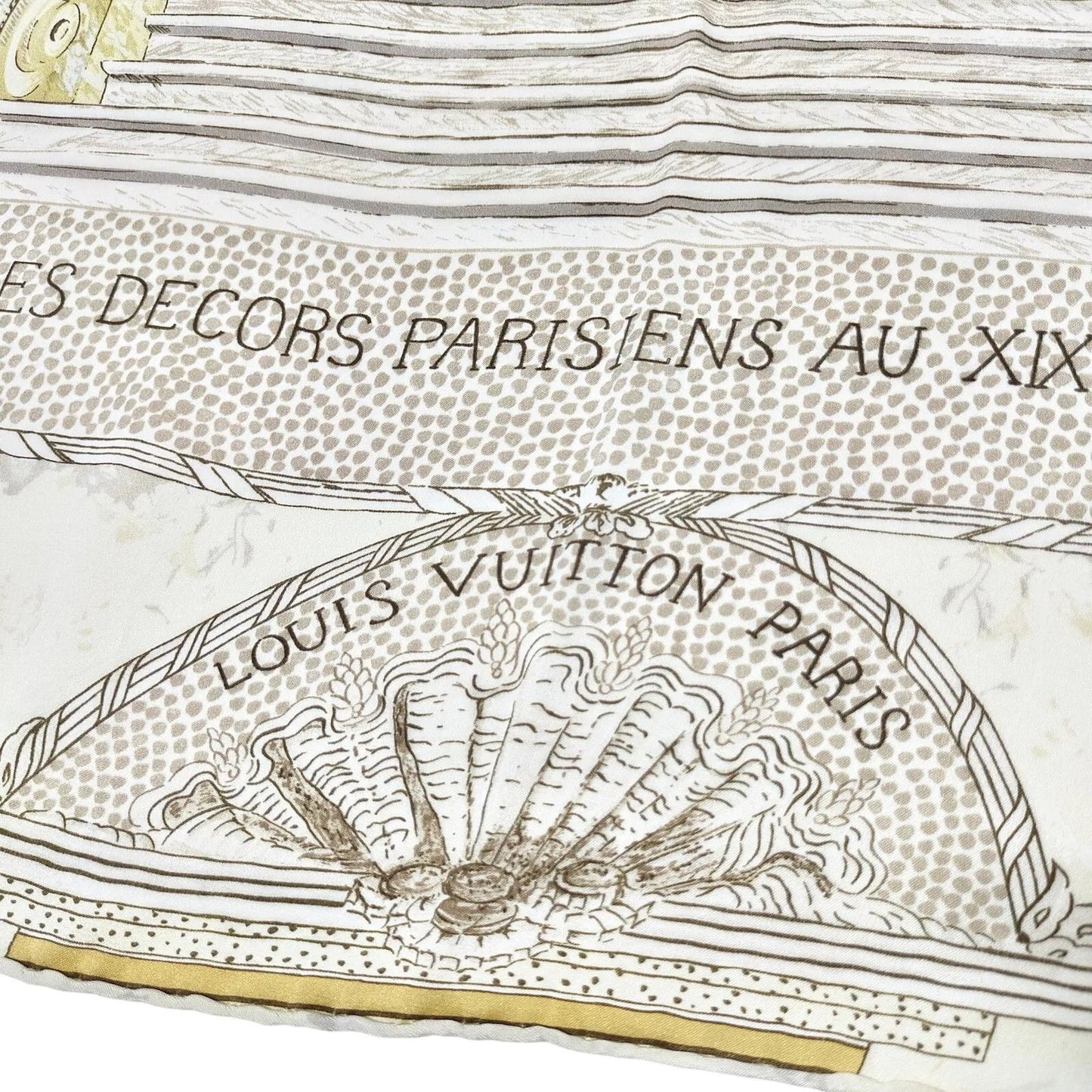 038241AQ (S3) Louis Vuitton Scarf Beige Silk100%