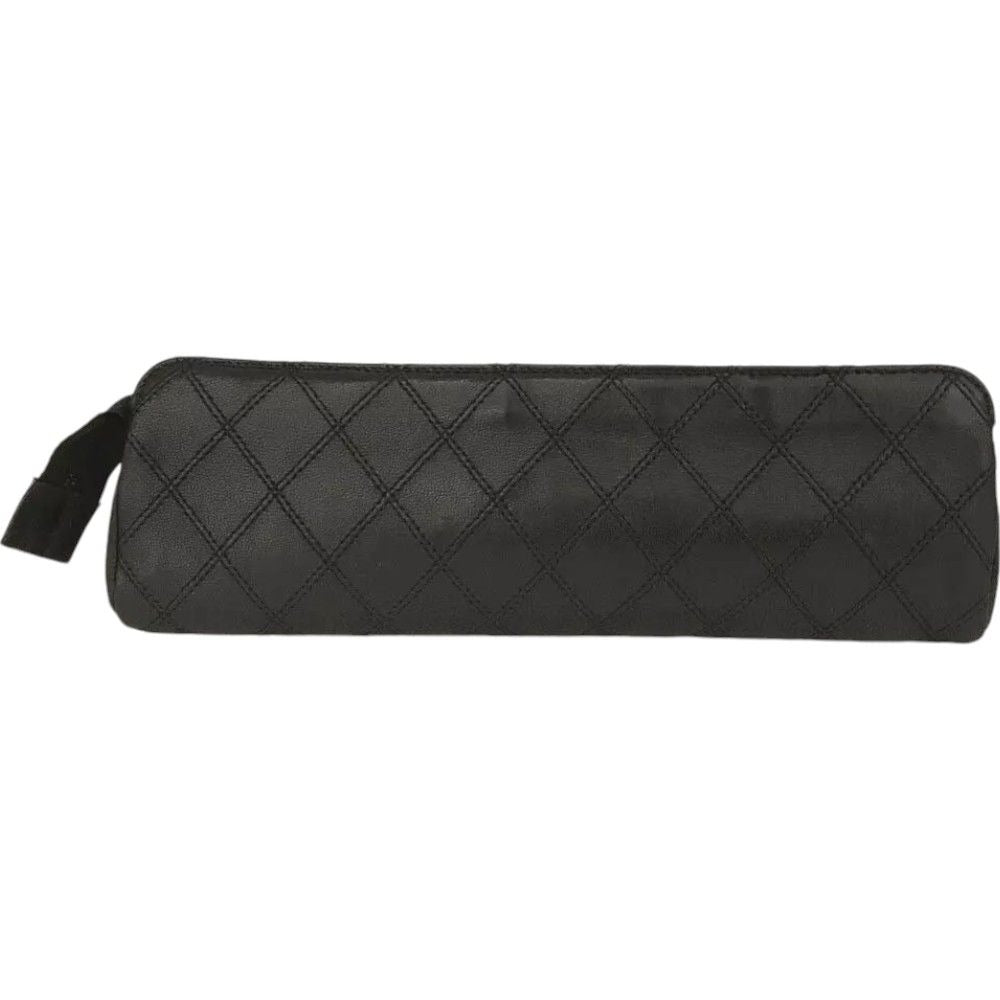 218223AT (S3) Chanel Pen Case Quilted CC Logo Black Leather